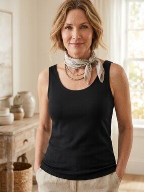 J. Jill Black Scoop Neck Tank Top Size small NWT